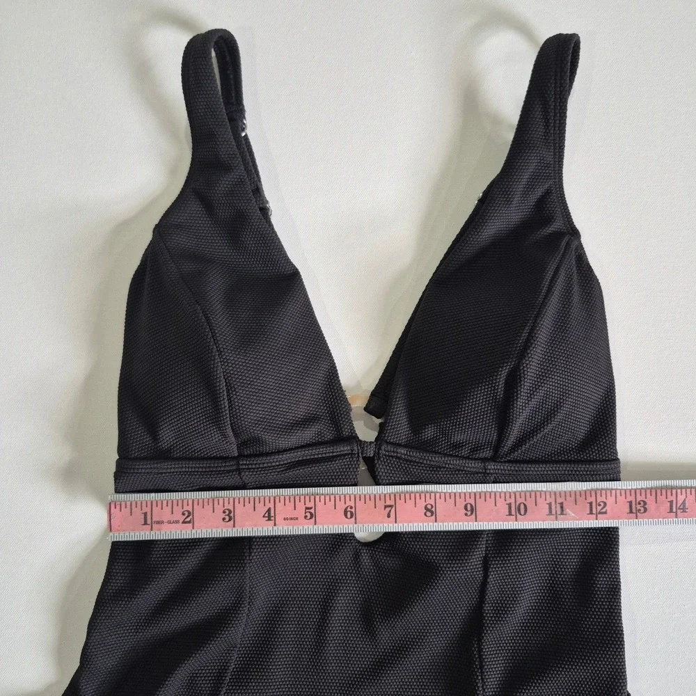 Cupshe‎ Womens Black Textured Keyhole One Piece Swimsuit XL DAA12E4F003AA NWT